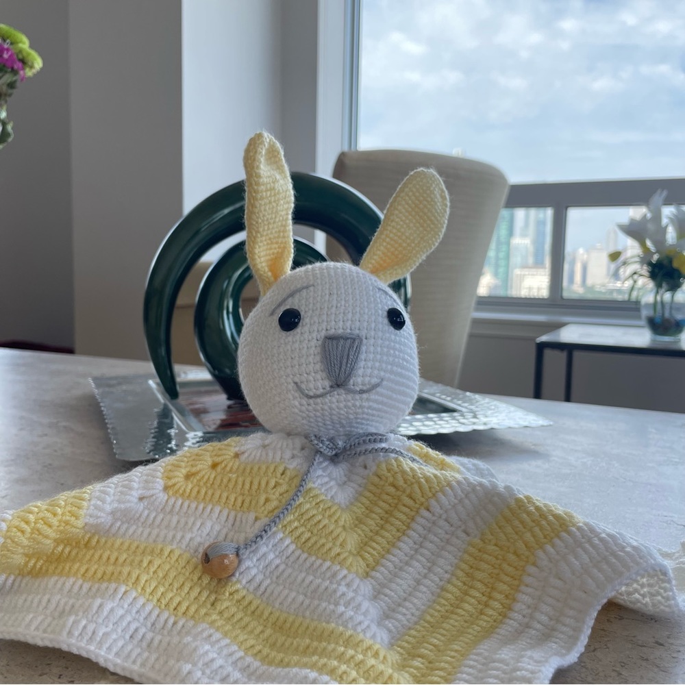 Knit rabbit stuffed animal